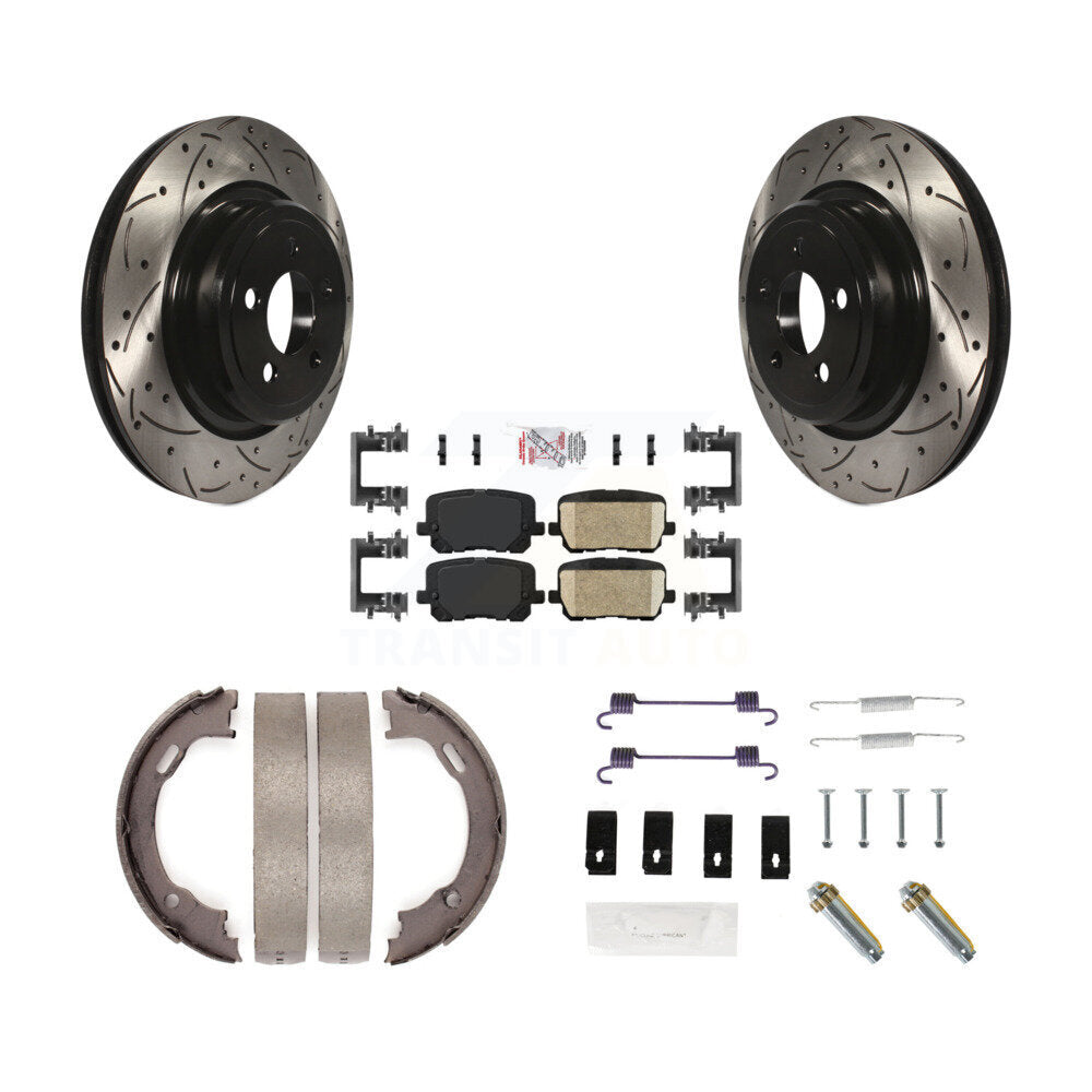 Disque arrière, Rotors percés et fendus, plaquettes en céramique, Kit de quincaillerie pour chaussures de stationnement pour