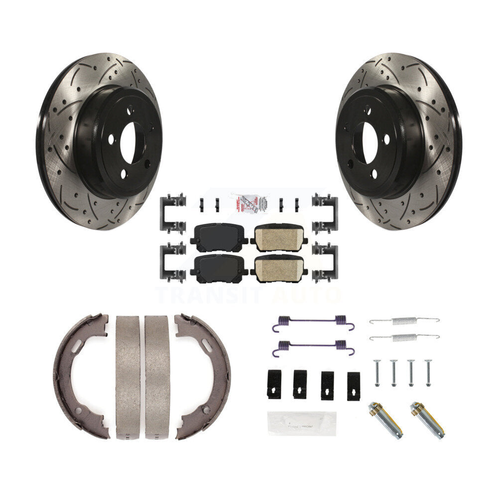 Disque arrière, Rotors percés et fendus, plaquettes en céramique, Kit de quincaillerie pour chaussures de stationnement pour