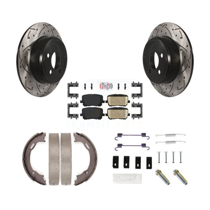 Disque arrière, Rotors percés et fendus, plaquettes en céramique, Kit de quincaillerie pour chaussures de stationnement pour