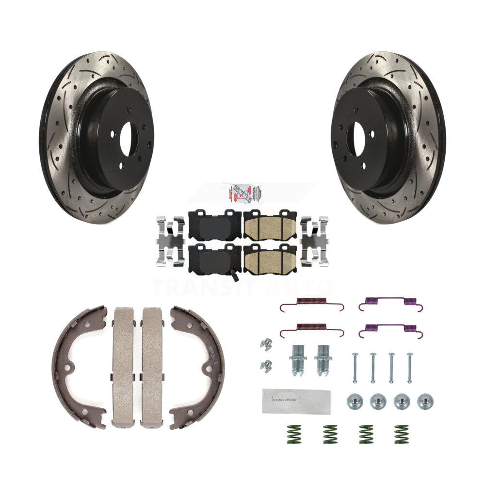 Disque arrière, Rotors percés et fendus, plaquettes en céramique, Kit de quincaillerie pour chaussures de stationnement pour