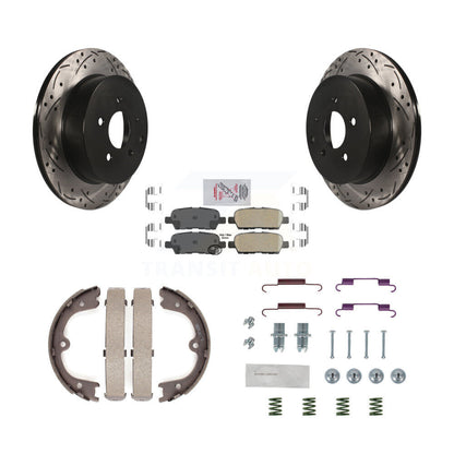 Disque arrière, Rotors percés et fendus, plaquettes en céramique, Kit de quincaillerie pour chaussures de stationnement pour
