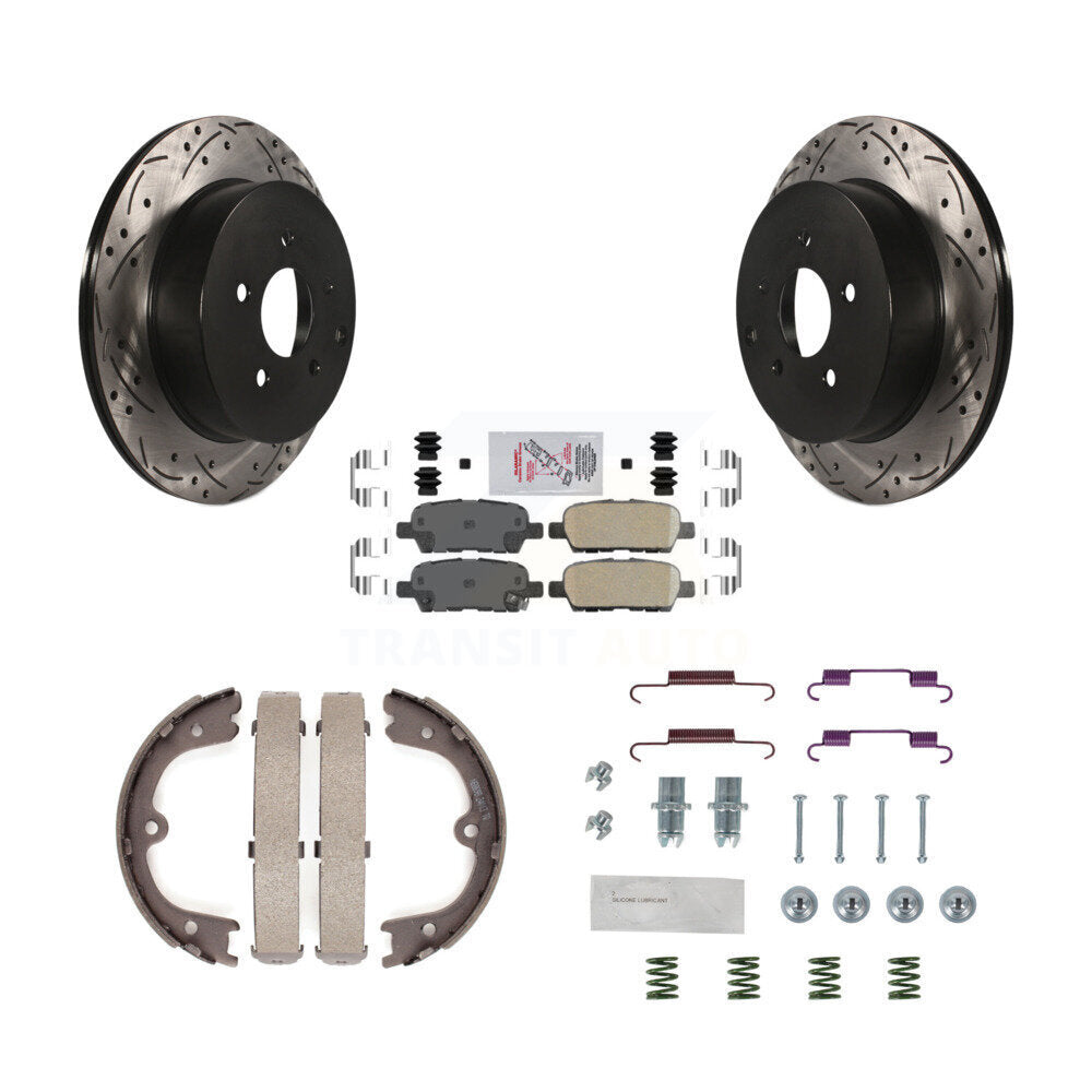 Disque arrière, Rotors percés et fendus, plaquettes en céramique, Kit de quincaillerie pour chaussures de stationnement pour
