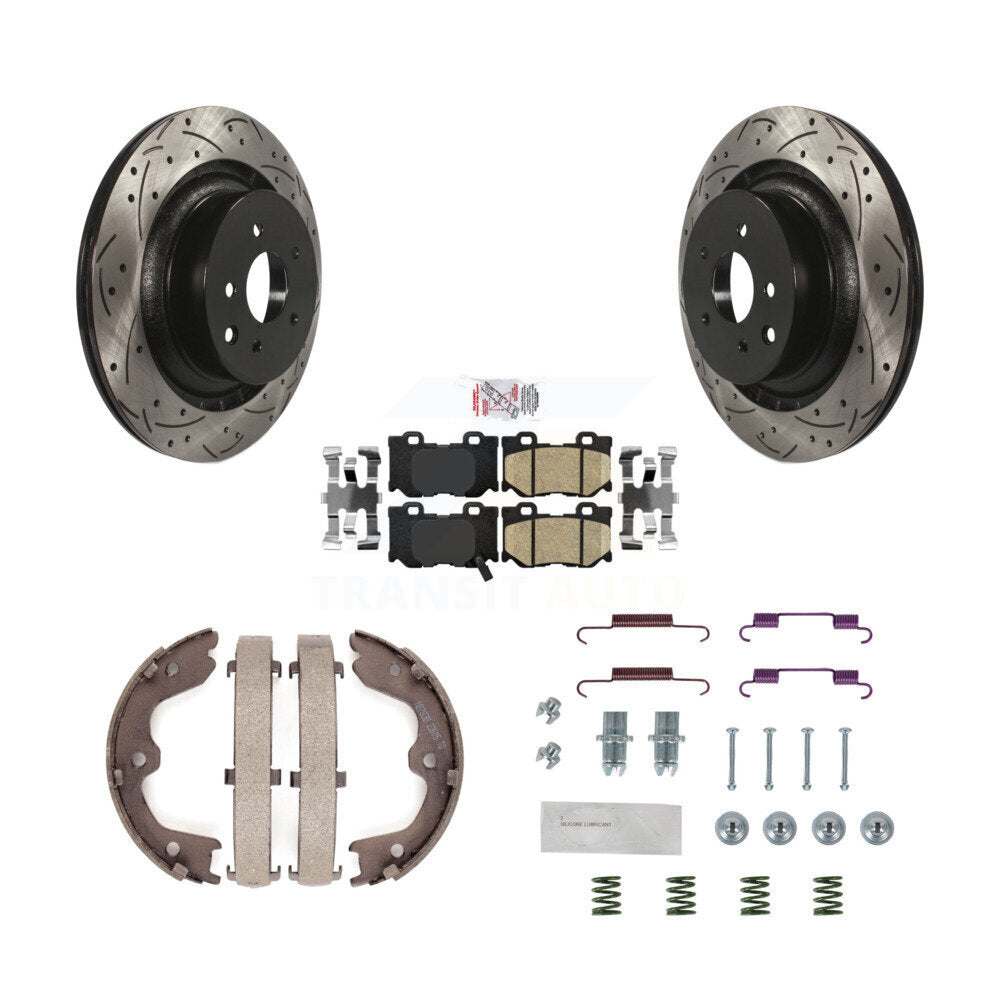 Disque arrière, Rotors percés et fendus, plaquettes en céramique, Kit de quincaillerie pour chaussures de stationnement pour