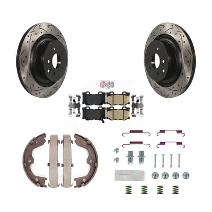 Disque arrière, Rotors percés et fendus, plaquettes en céramique, Kit de quincaillerie pour chaussures de stationnement pour