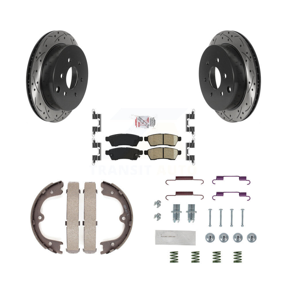 Disque arrière, Rotors percés et fendus, plaquettes en céramique, Kit de quincaillerie pour chaussures de stationnement pour