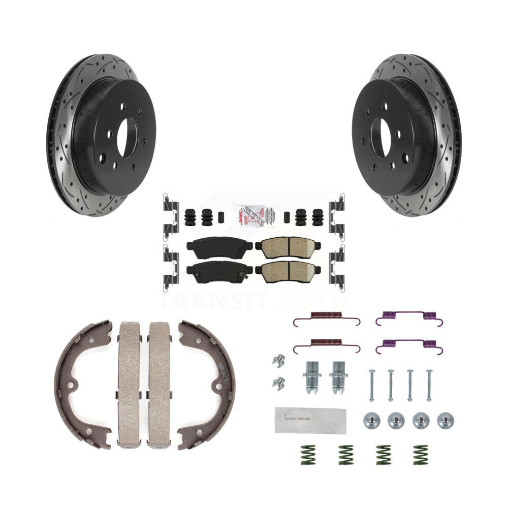 Disque arrière, Rotors percés et fendus, plaquettes en céramique, Kit de quincaillerie pour chaussures de stationnement pour