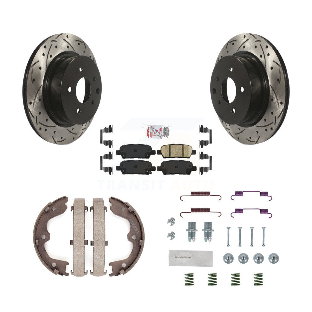Disque arrière, Rotors percés et fendus, plaquettes en céramique, Kit de quincaillerie pour chaussures de stationnement pour