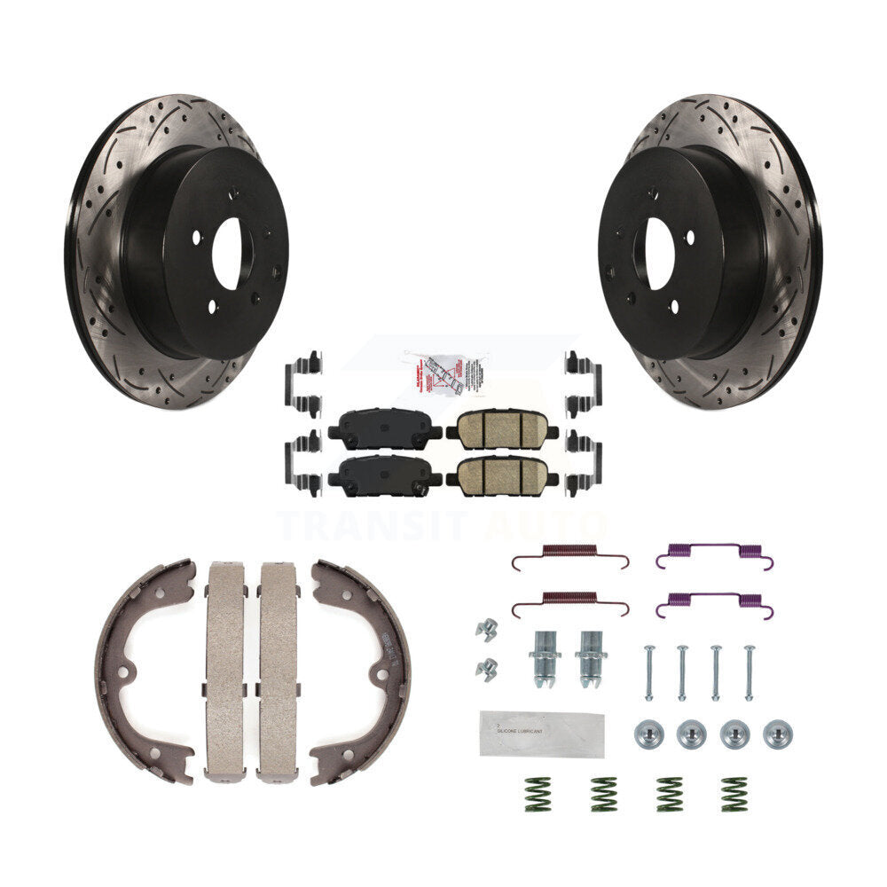 Disque arrière, Rotors percés et fendus, plaquettes en céramique, Kit de quincaillerie pour chaussures de stationnement pour