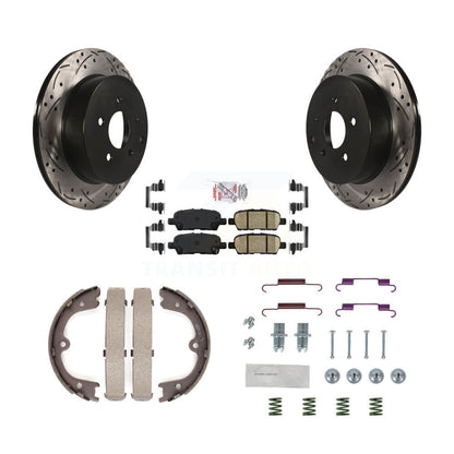 Disque arrière, Rotors percés et fendus, plaquettes en céramique, Kit de quincaillerie pour chaussures de stationnement pour