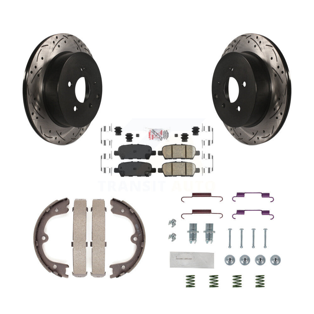 Disque arrière, Rotors percés et fendus, plaquettes en céramique, Kit de quincaillerie pour chaussures de stationnement pour