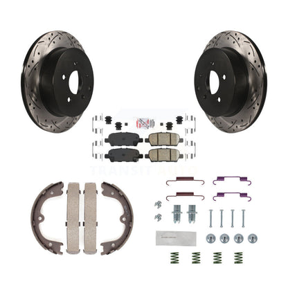 Disque arrière, Rotors percés et fendus, plaquettes en céramique, Kit de quincaillerie pour chaussures de stationnement pour