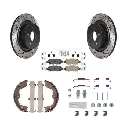 Disque arrière, Rotors percés et fendus, plaquettes en céramique, Kit de quincaillerie pour chaussures de stationnement pour