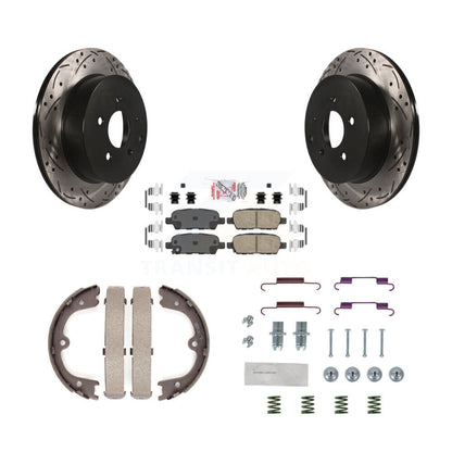 Disque arrière, Rotors percés et fendus, plaquettes en céramique, Kit de quincaillerie pour chaussures de stationnement pour