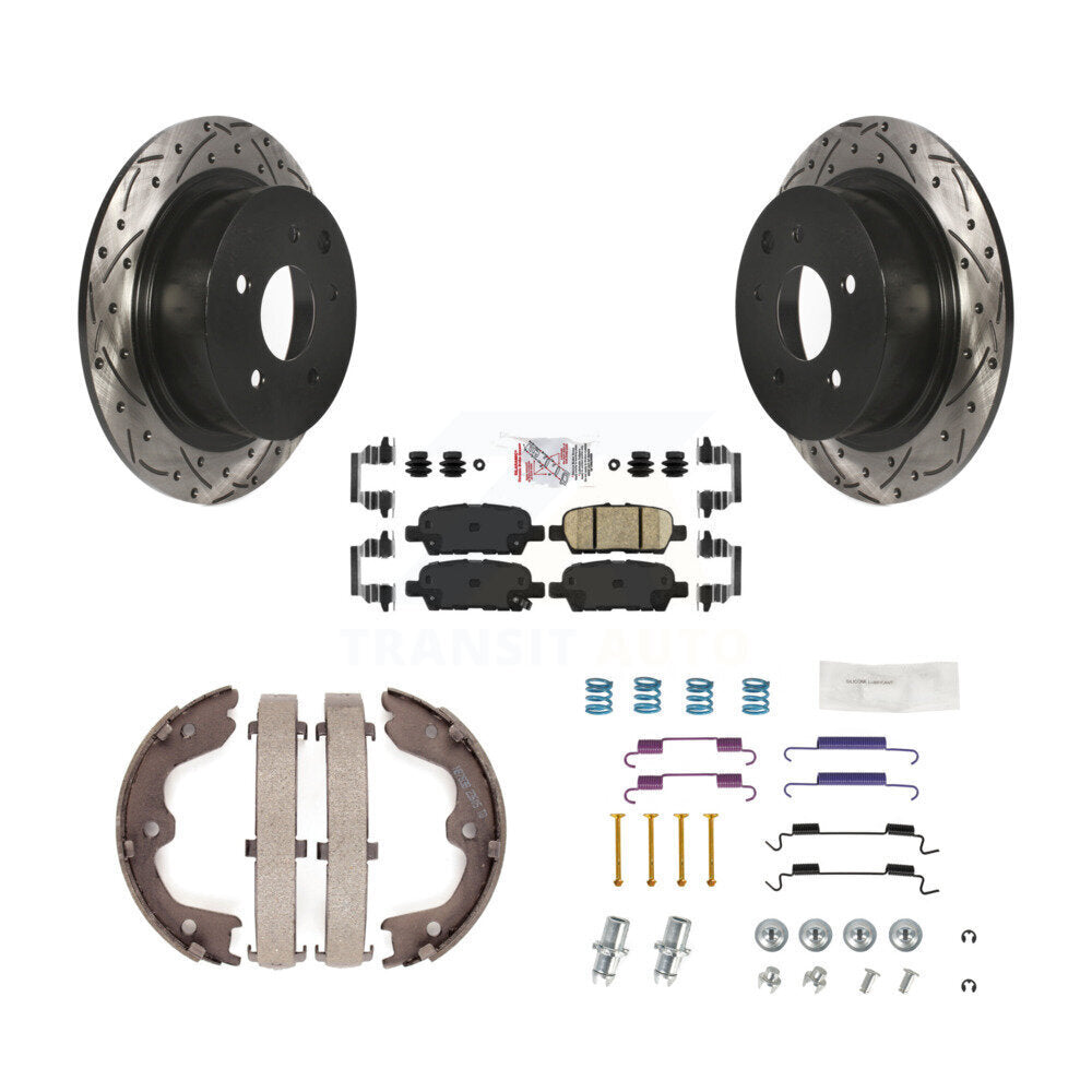 Disque arrière, Rotors percés et fendus, plaquettes en céramique, Kit de quincaillerie pour chaussures de stationnement pour