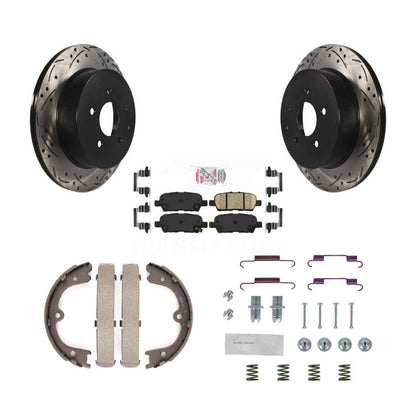 Disque arrière, Rotors percés et fendus, plaquettes en céramique, Kit de quincaillerie pour chaussures de stationnement pour