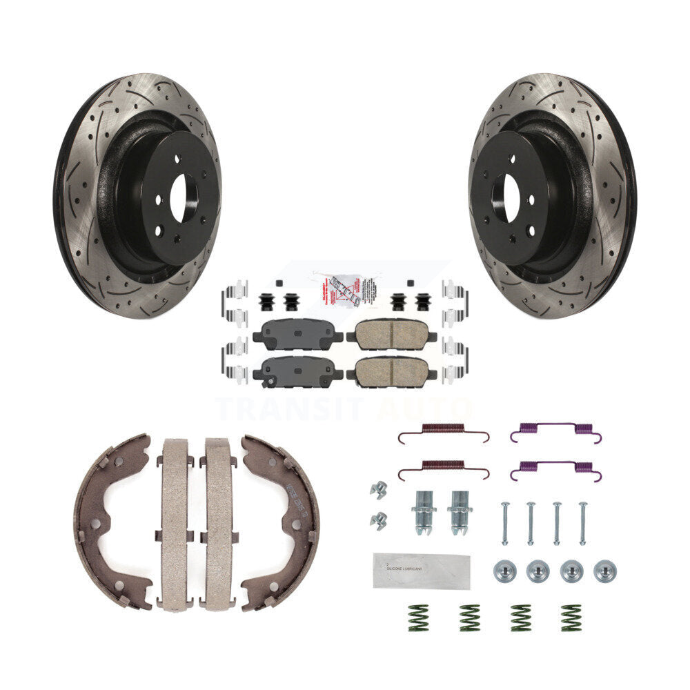 Disque arrière, Rotors percés et fendus, plaquettes en céramique, Kit de quincaillerie pour chaussures de stationnement pour