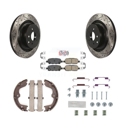 Disque arrière, Rotors percés et fendus, plaquettes en céramique, Kit de quincaillerie pour chaussures de stationnement pour