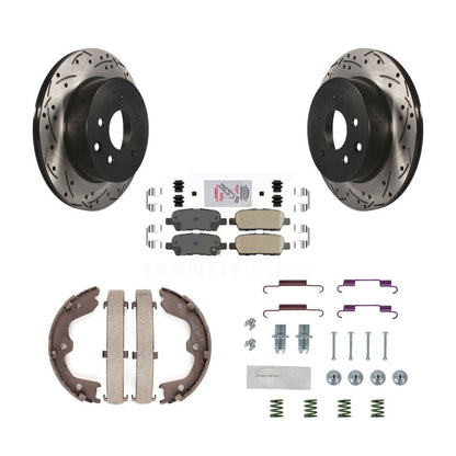 Disque arrière, Rotors percés et fendus, plaquettes en céramique, Kit de quincaillerie pour chaussures de stationnement pour
