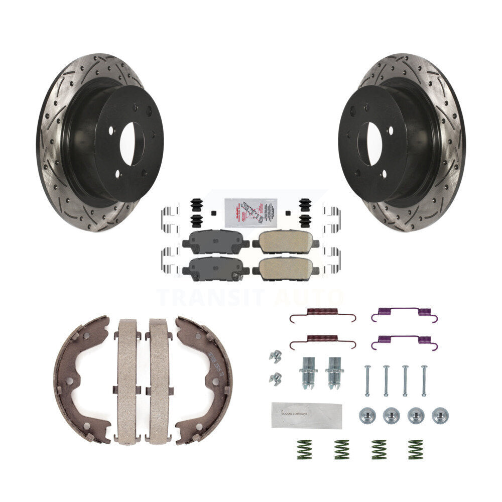 Disque arrière, Rotors percés et fendus, plaquettes en céramique, Kit de quincaillerie pour chaussures de stationnement pour