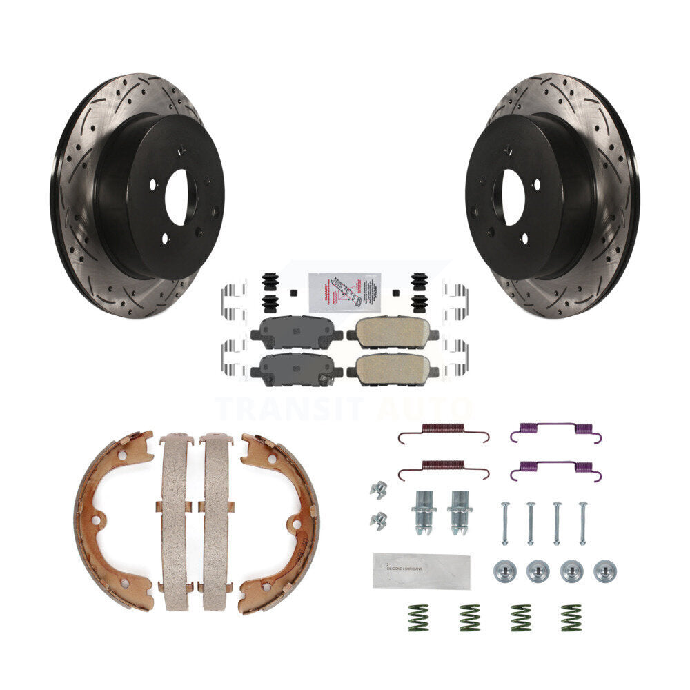 Disque arrière, Rotors percés et fendus, plaquettes en céramique, Kit de quincaillerie pour chaussures de stationnement pour