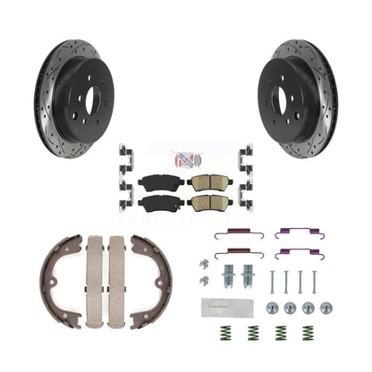 Disque arrière, Rotors percés et fendus, plaquettes en céramique, Kit de quincaillerie pour chaussures de stationnement pour