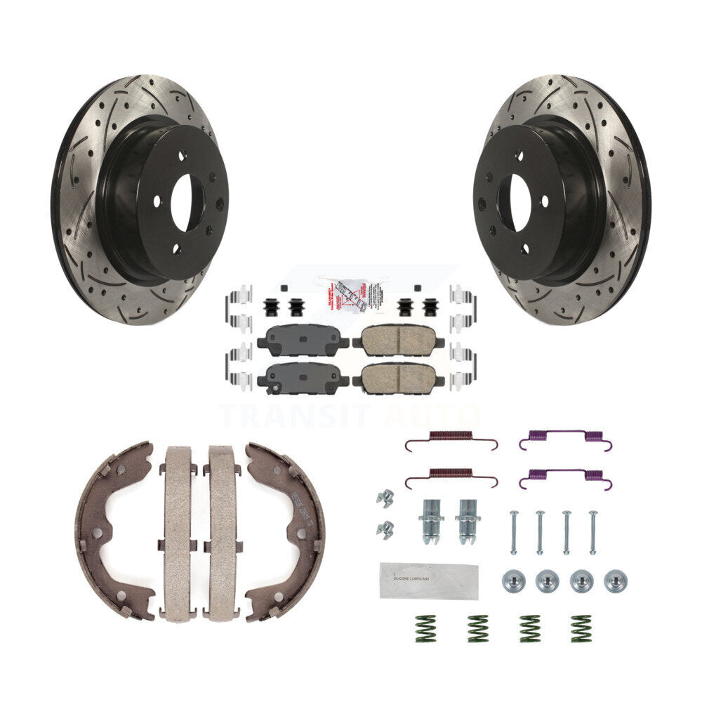 Disque arrière, Rotors percés et fendus, plaquettes en céramique, Kit de quincaillerie pour chaussures de stationnement pour