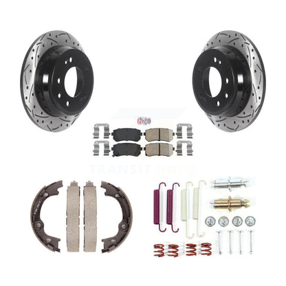 Disque arrière, Rotors percés et fendus, plaquettes en céramique, Kit de quincaillerie pour chaussures de stationnement pour