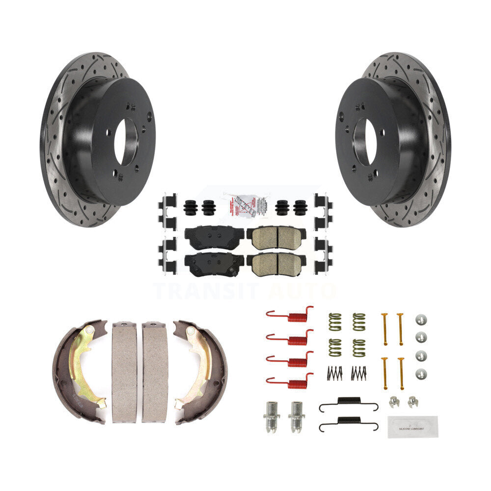Disque arrière, Rotors percés et fendus, plaquettes en céramique, Kit de quincaillerie pour chaussures de stationnement pour