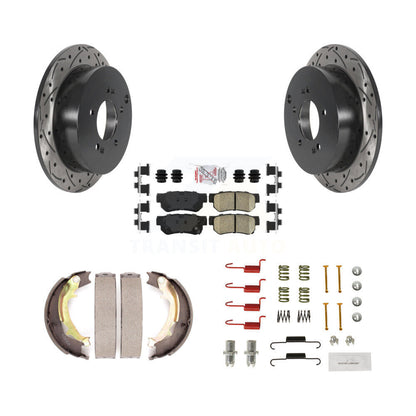 Disque arrière, Rotors percés et fendus, plaquettes en céramique, Kit de quincaillerie pour chaussures de stationnement pour