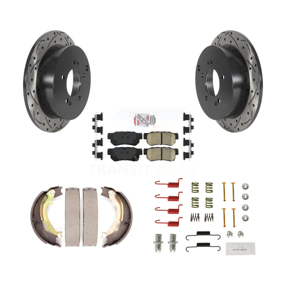 Disque arrière, Rotors percés et fendus, plaquettes en céramique, Kit de quincaillerie pour chaussures de stationnement pour