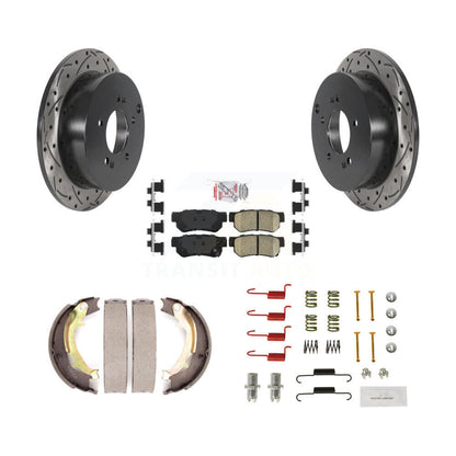Disque arrière, Rotors percés et fendus, plaquettes en céramique, Kit de quincaillerie pour chaussures de stationnement pour