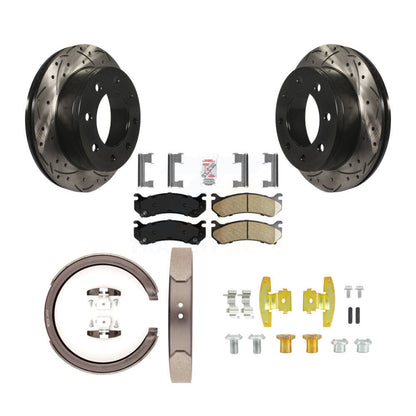 Disque arrière, Rotors percés et fendus, plaquettes en céramique, Kit de quincaillerie pour chaussures de stationnement pour