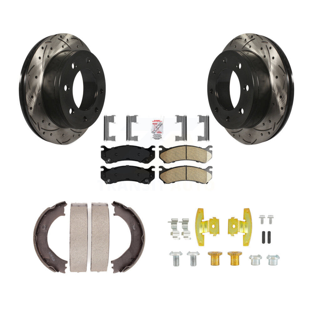 Disque arrière, Rotors percés et fendus, plaquettes en céramique, Kit de quincaillerie pour chaussures de stationnement pour