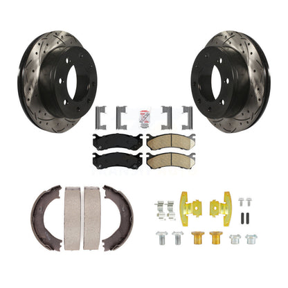 Disque arrière, Rotors percés et fendus, plaquettes en céramique, Kit de quincaillerie pour chaussures de stationnement pour