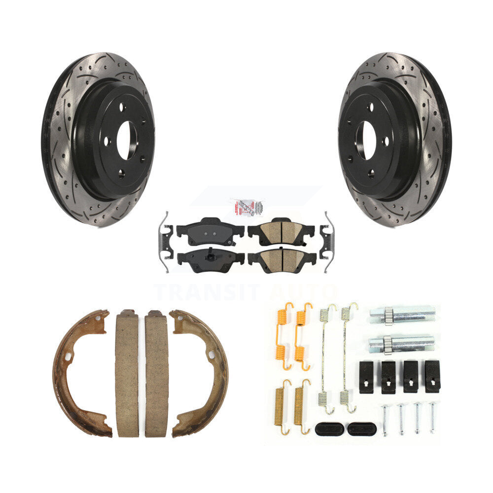 Disque arrière, Rotors percés et fendus, plaquettes en céramique, Kit de quincaillerie pour chaussures de stationnement pour
