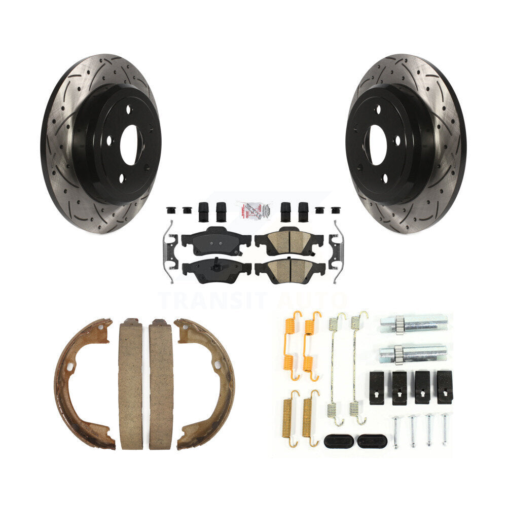 Disque arrière, Rotors percés et fendus, plaquettes en céramique, Kit de quincaillerie pour chaussures de stationnement pour