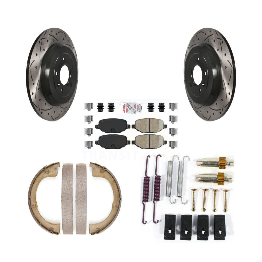 Disque arrière, Rotors percés et fendus, plaquettes en céramique, Kit de quincaillerie pour chaussures de stationnement pour
