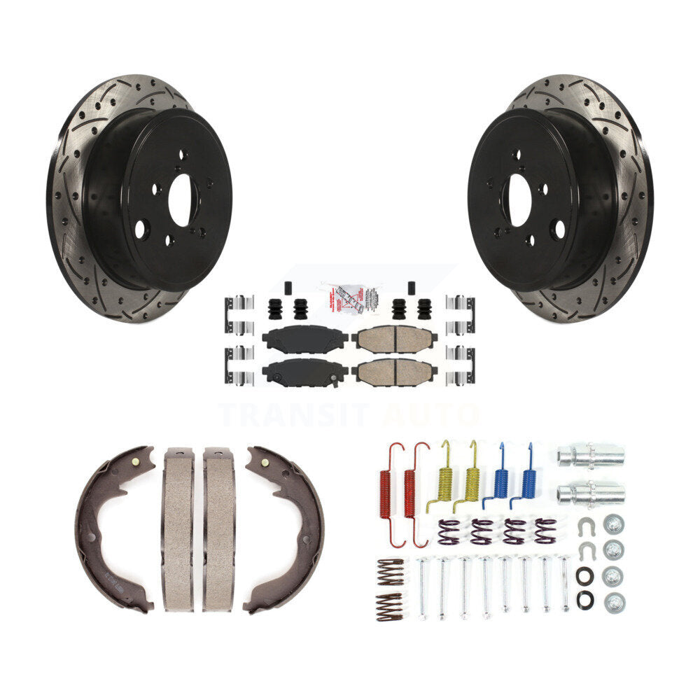 Disque arrière, Rotors percés et fendus, plaquettes en céramique, Kit de quincaillerie pour chaussures de stationnement pour