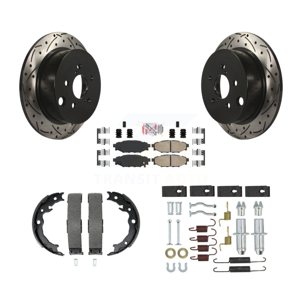 Disque arrière, Rotors percés et fendus, plaquettes en céramique, Kit de quincaillerie pour chaussures de stationnement pour