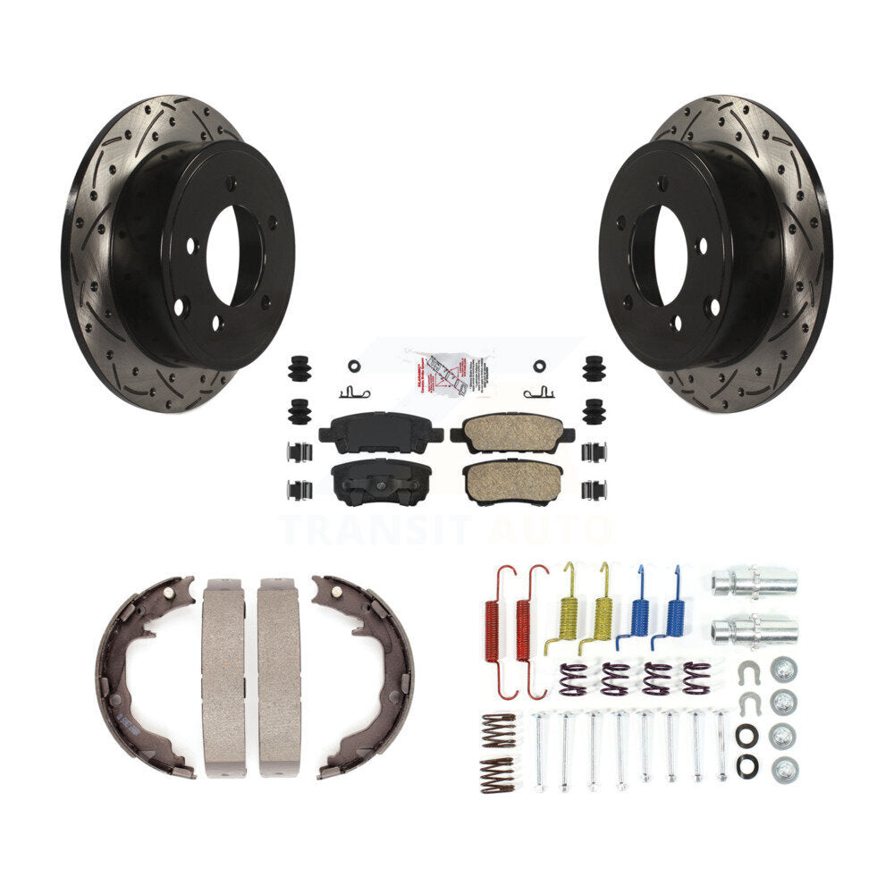 Disque arrière, Rotors percés et fendus, plaquettes en céramique, Kit de quincaillerie pour chaussures de stationnement pour
