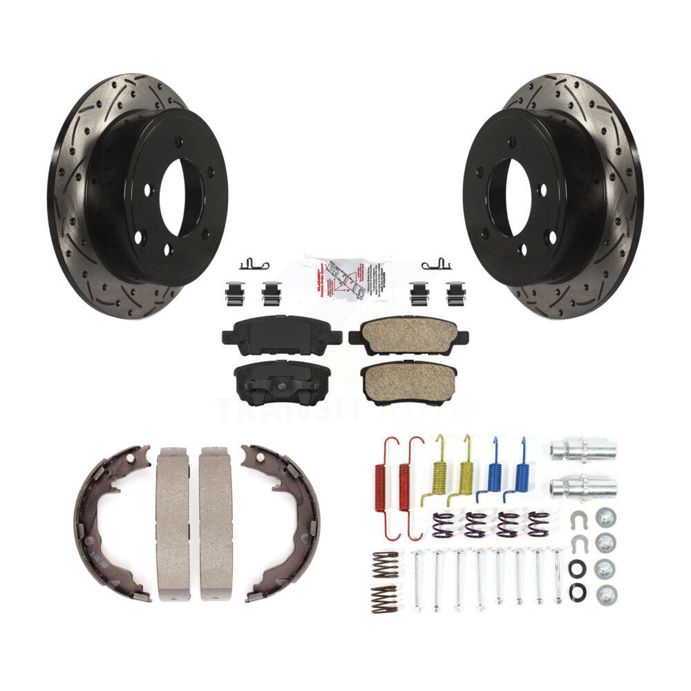 Disque arrière, Rotors percés et fendus, plaquettes en céramique, Kit de quincaillerie pour chaussures de stationnement pour