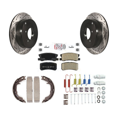 Disque arrière, Rotors percés et fendus, plaquettes en céramique, Kit de quincaillerie pour chaussures de stationnement pour