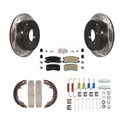 Disque arrière, Rotors percés et fendus, plaquettes en céramique, Kit de quincaillerie pour chaussures de stationnement pour