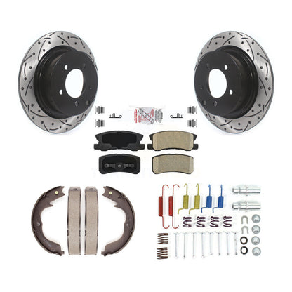 Disque arrière, Rotors percés et fendus, plaquettes en céramique, Kit de quincaillerie pour chaussures de stationnement pour