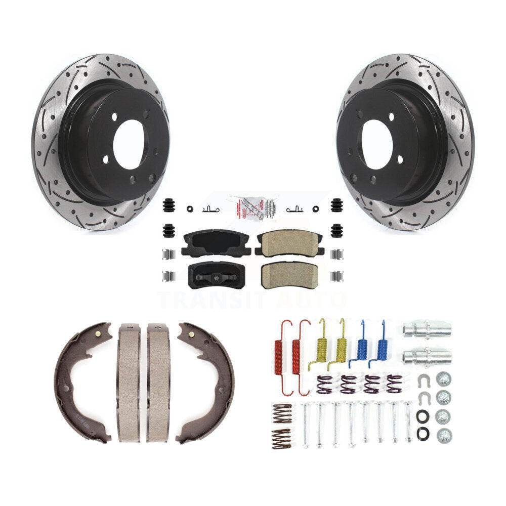 Disque arrière, Rotors percés et fendus, plaquettes en céramique, Kit de quincaillerie pour chaussures de stationnement pour