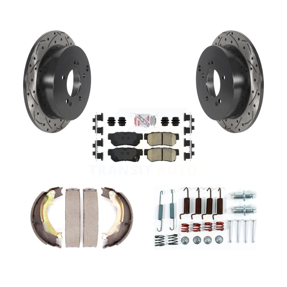 Disque arrière, Rotors percés et fendus, plaquettes en céramique, Kit de quincaillerie pour chaussures de stationnement pour