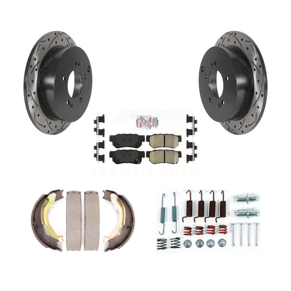 Disque arrière, Rotors percés et fendus, plaquettes en céramique, Kit de quincaillerie pour chaussures de stationnement pour