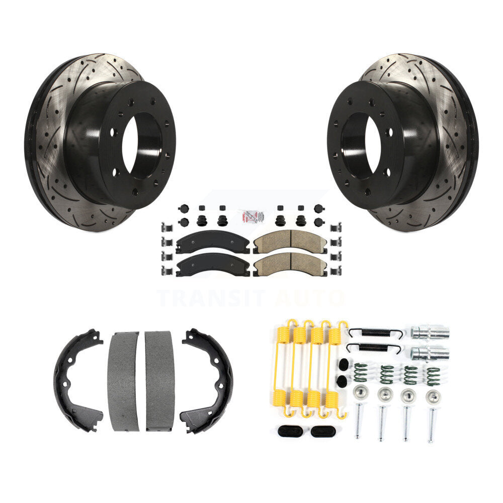 Disque arrière, Rotors percés et fendus, plaquettes en céramique, Kit de quincaillerie pour chaussures de stationnement pour