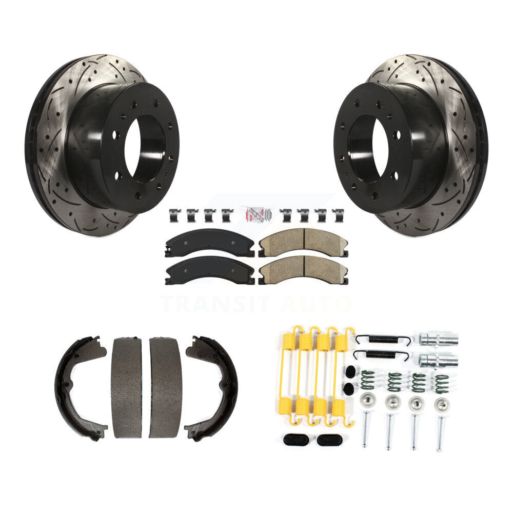 Disque arrière, Rotors percés et fendus, plaquettes en céramique, Kit de quincaillerie pour chaussures de stationnement pour
