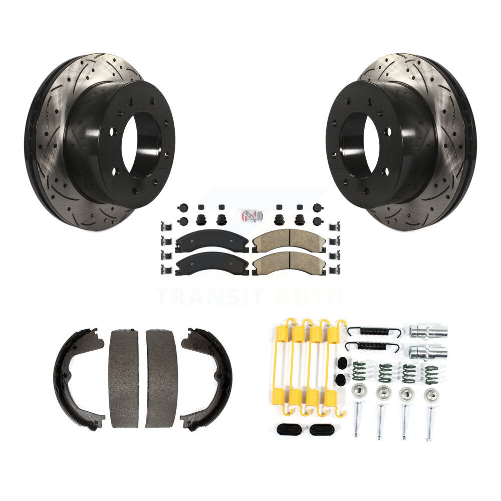 Disque arrière, Rotors percés et fendus, plaquettes en céramique, Kit de quincaillerie pour chaussures de stationnement pour